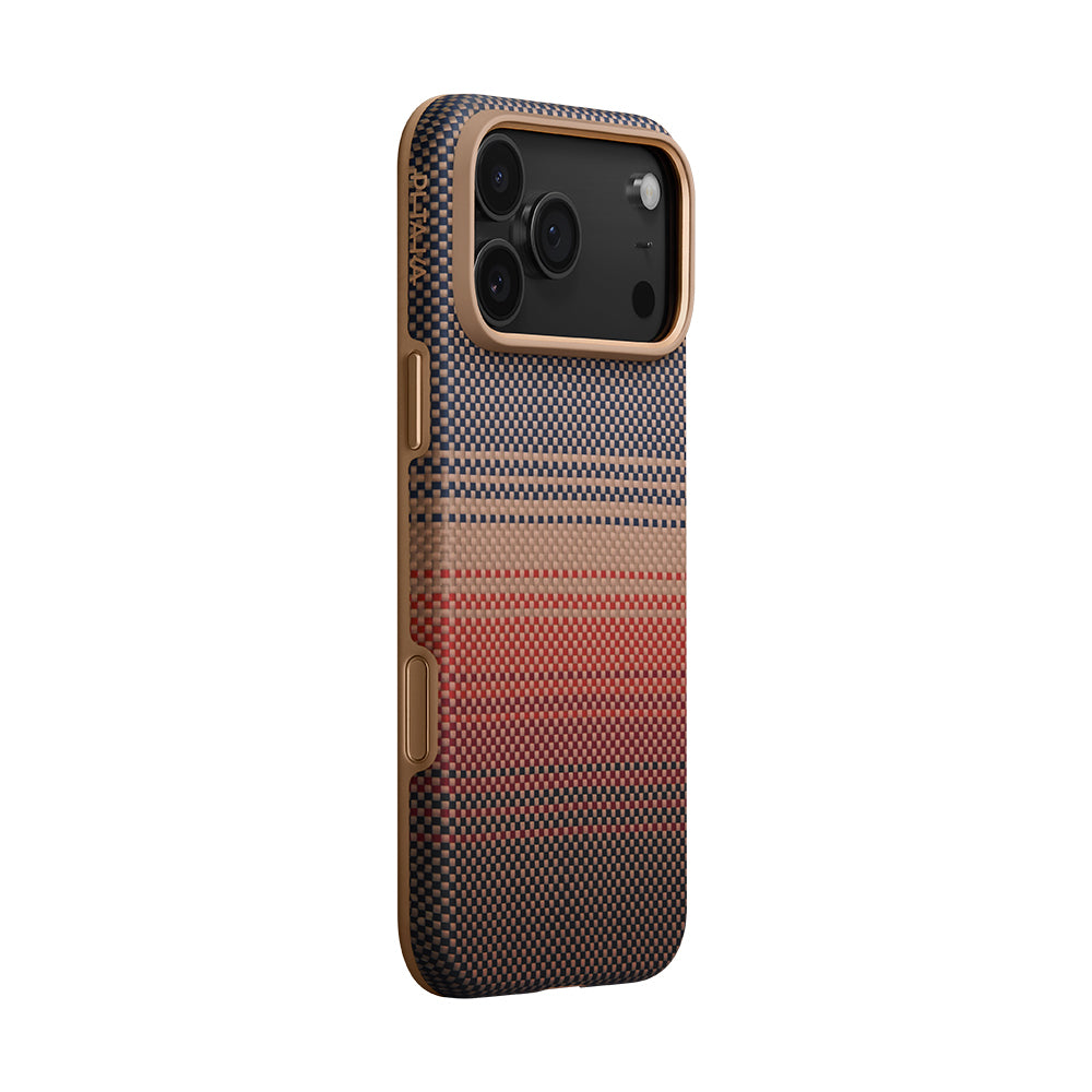 Apple iPhone 17 Pro Case M-safe Charging Feature Aramid Fiber Pitaka Military-Grade Sunset-Moonrise Series Cover Brown