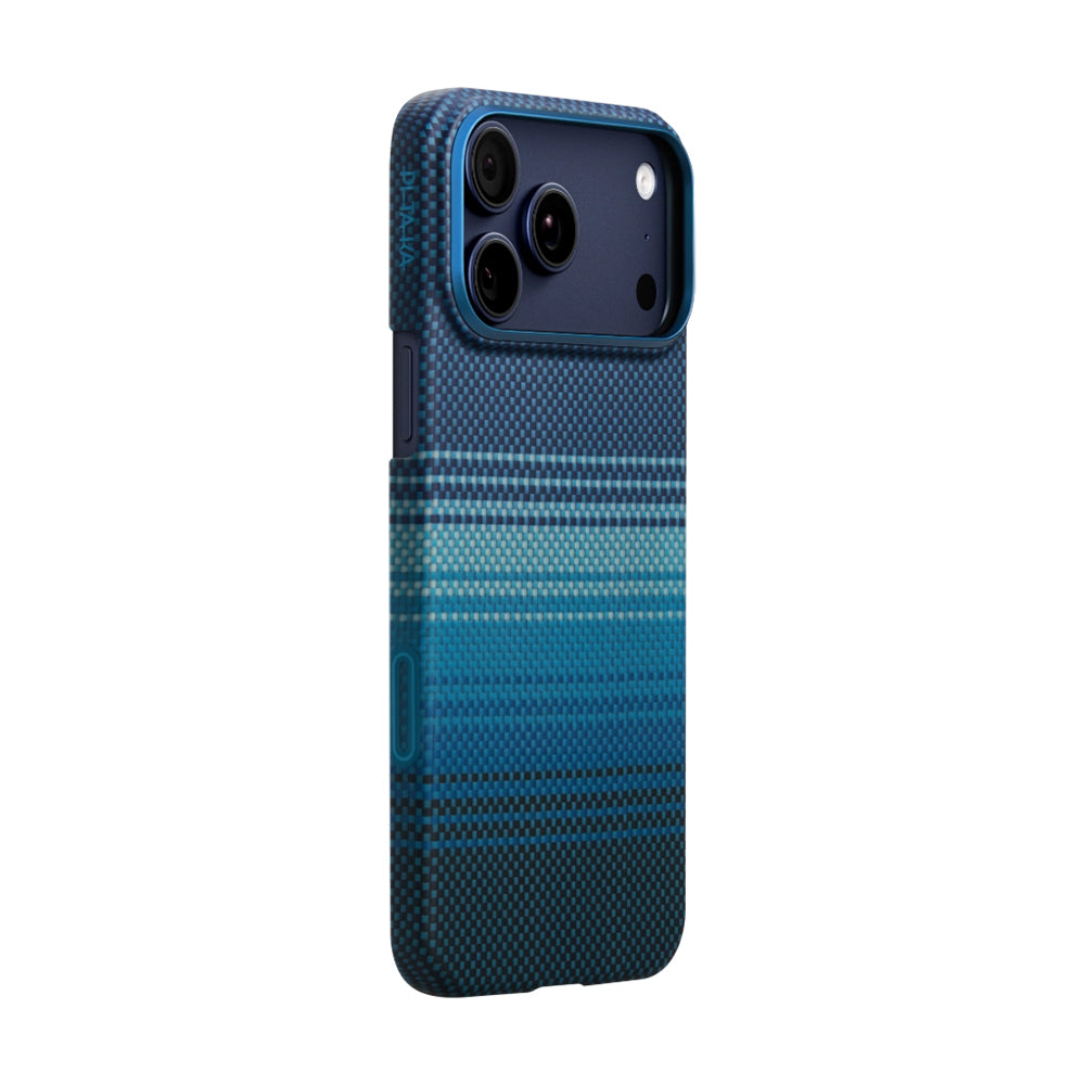 Apple iPhone 17 Pro Case M-safe Charging Feature Aramid Fiber Pitaka Tactile Woven Sunset-Moonrise Series Cover Blue