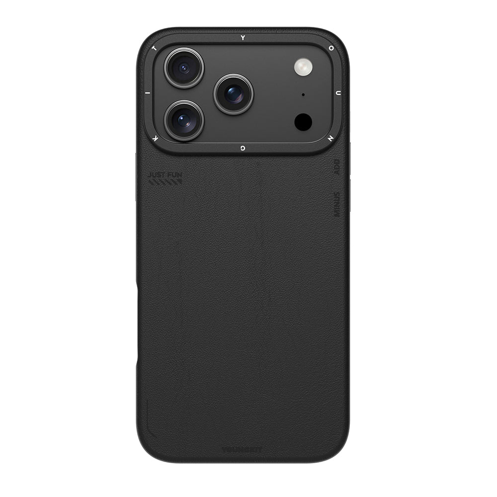 Apple iPhone 17 Pro Kılıf M-safe Şarj Özellikli Basit Mat Deri Desenli Youngkit Tech Fashion Serisi Kapak Siyah