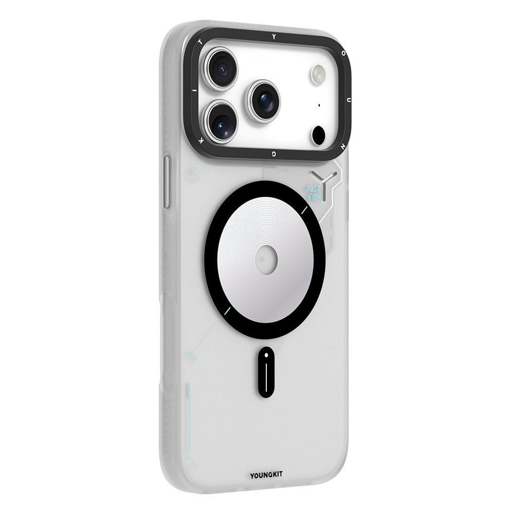 Apple iPhone 17 Pro Kılıf M-safe Şarj Özellikli Disk Desenli Youngkit Disc Battle Kapak Siyah