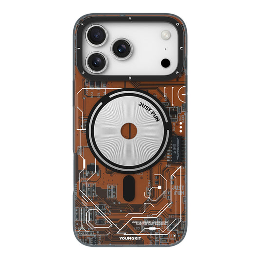 Apple iPhone 17 Pro Kılıf M-safe Şarj Özellikli Kamera Denetim Butonlu Youngkit Technology Serisi Kapak Turuncu