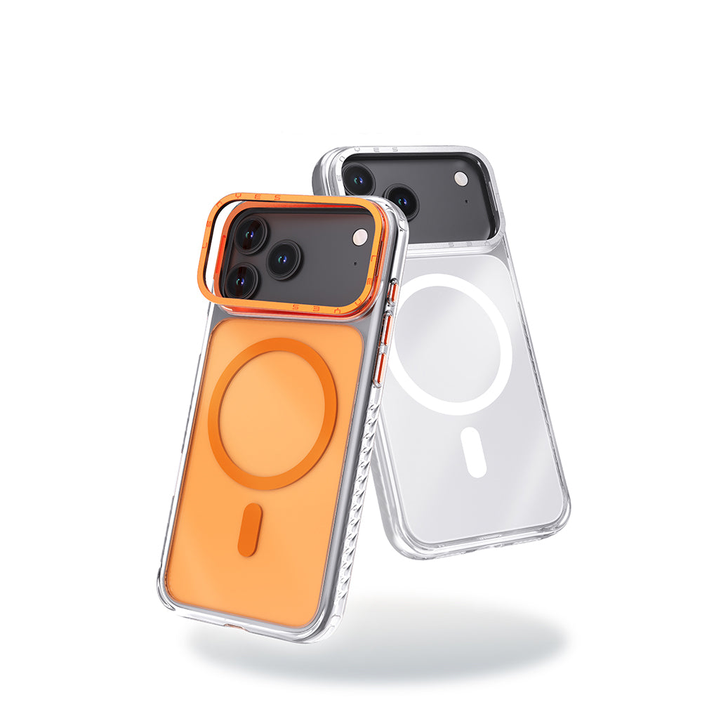Apple iPhone 17 Pro Case with M-safe Charging, Metal Camera Frame, Airbag Design, Lenyes CK221 Hard PC Cover, Orange