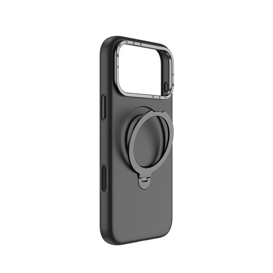 Apple iPhone 17 Pro Kılıf M-safe Şarj Özellikli Metal Standlı Sıvı Silikon Lenyes CK223 Kapak