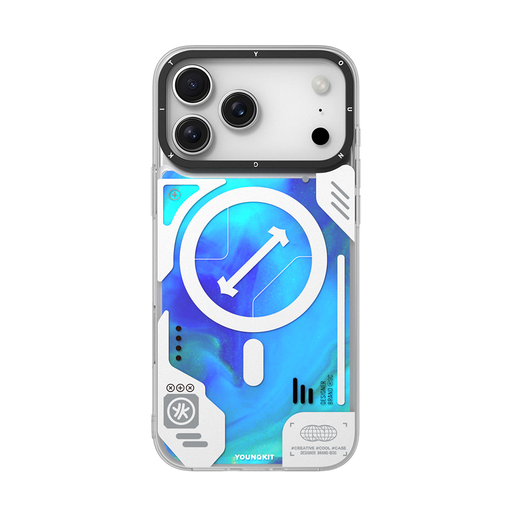 Apple iPhone 17 Pro Kılıf M-safe Şarj Özellikli Parlak Kumlu Sıvılı Tasarımlı Galaxy Fantasy Serisi Kapak Yeşil