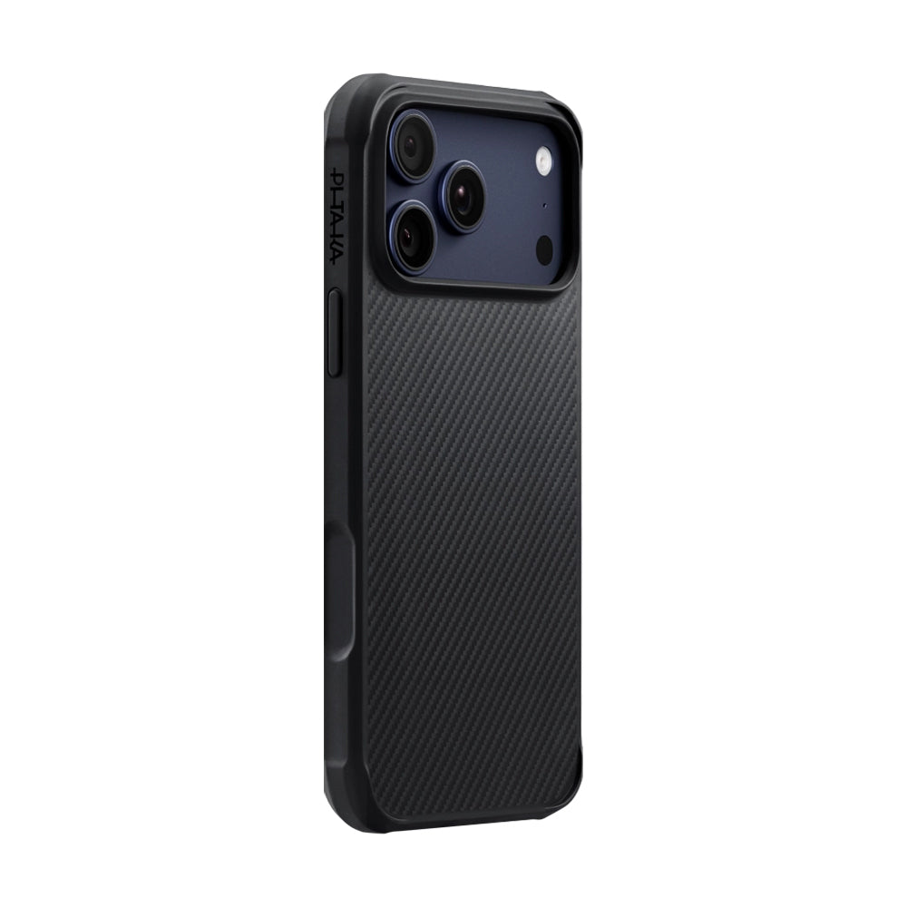 Apple iPhone 17 Pro Kılıf M-safe Şarj Özellikli Pitaka Aramid Pro Guard Serisi Black-Gray Kapak Siyah-Gri