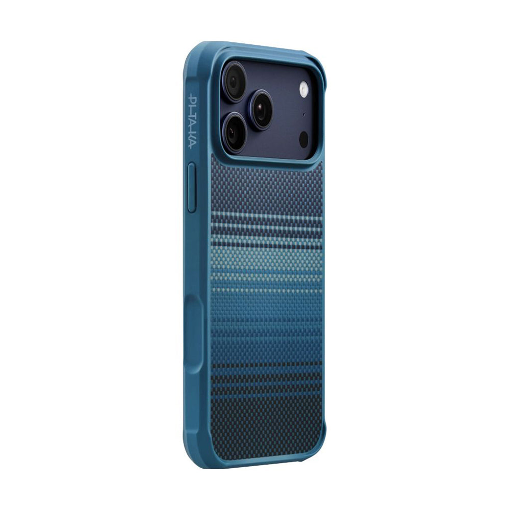 Apple iPhone 17 Pro Case M-safe Charging Feature Pitaka Tactile Woven Sunset-Moonrise Aramid Pro Guard Series Cover Blue