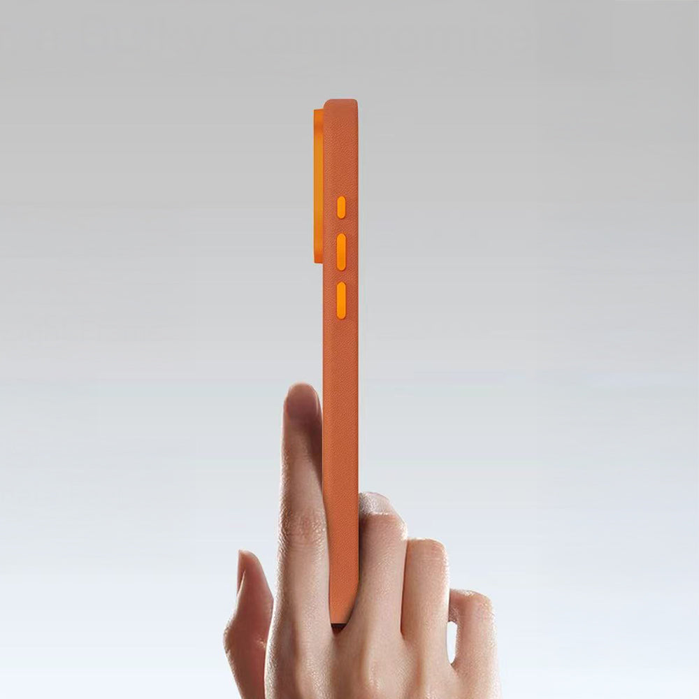 Apple iPhone 17 Pro Kılıf M-Safe Şarj Özellikli Polimerik Deri Raptic Urban Nano Kapak Turuncu