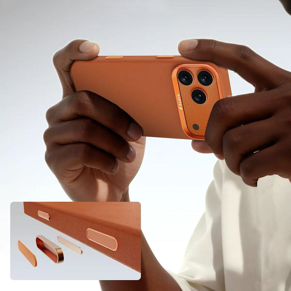 Apple iPhone 17 Pro Case M-Safe Charging Polymeric Leather Raptic Urban Nano Cover Orange