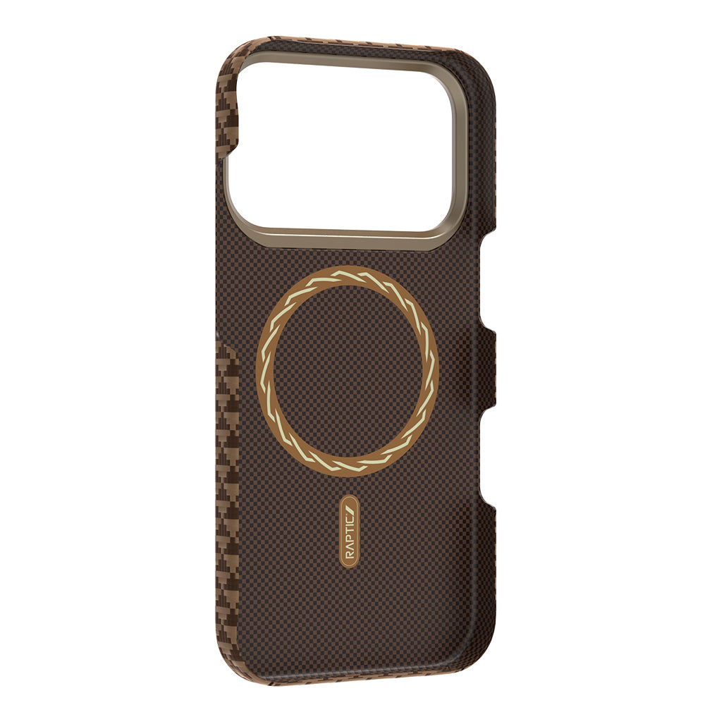 Apple iPhone 17 Pro Kılıf M-safe Şarj Özellikli Raptic Aramid Skin Origin Serisi Kapak Kahverengi