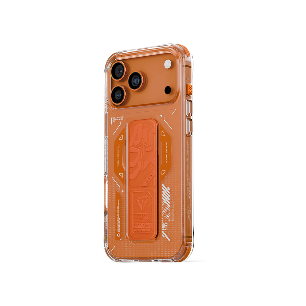 Apple iPhone 17 Pro Case M-safe Charging Feature Technology Patterned Skinarma Helio Mag Charge Stand Cover Smoke