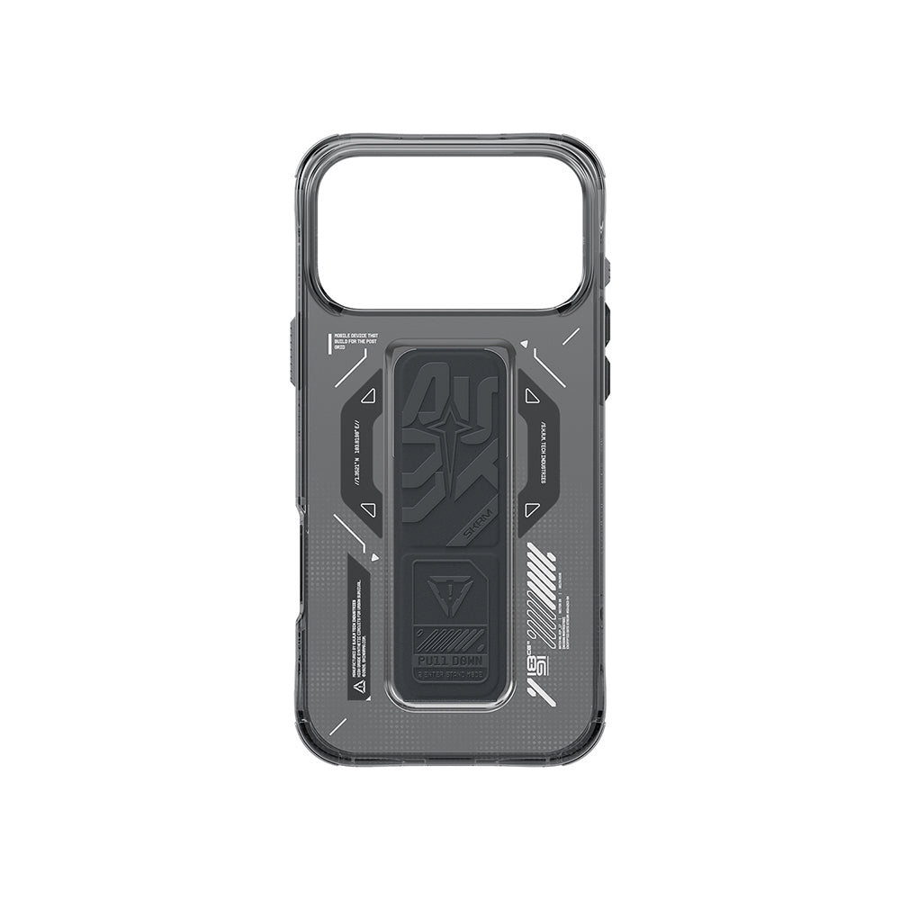 Apple iPhone 17 Pro Case M-safe Charging Feature Technology Patterned Skinarma Helio Mag Charge Stand Cover Smoke