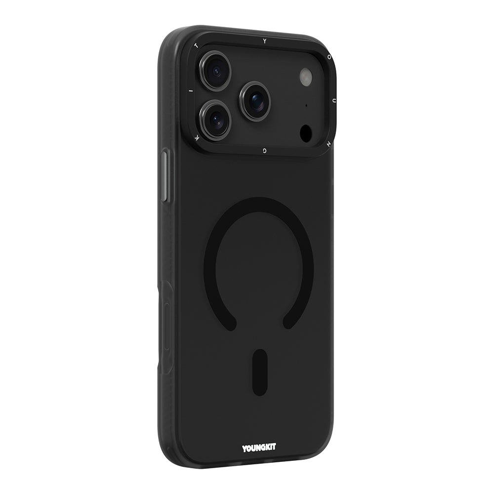 Apple iPhone 17 Pro Kılıf M-safe Şarj Özellikli Youngkit Hidden Sand Serisi Kapak Siyah