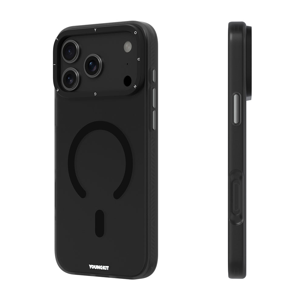 Apple iPhone 17 Pro Case M-safe Charging Feature Youngkit Hidden Sand Series Cover Black