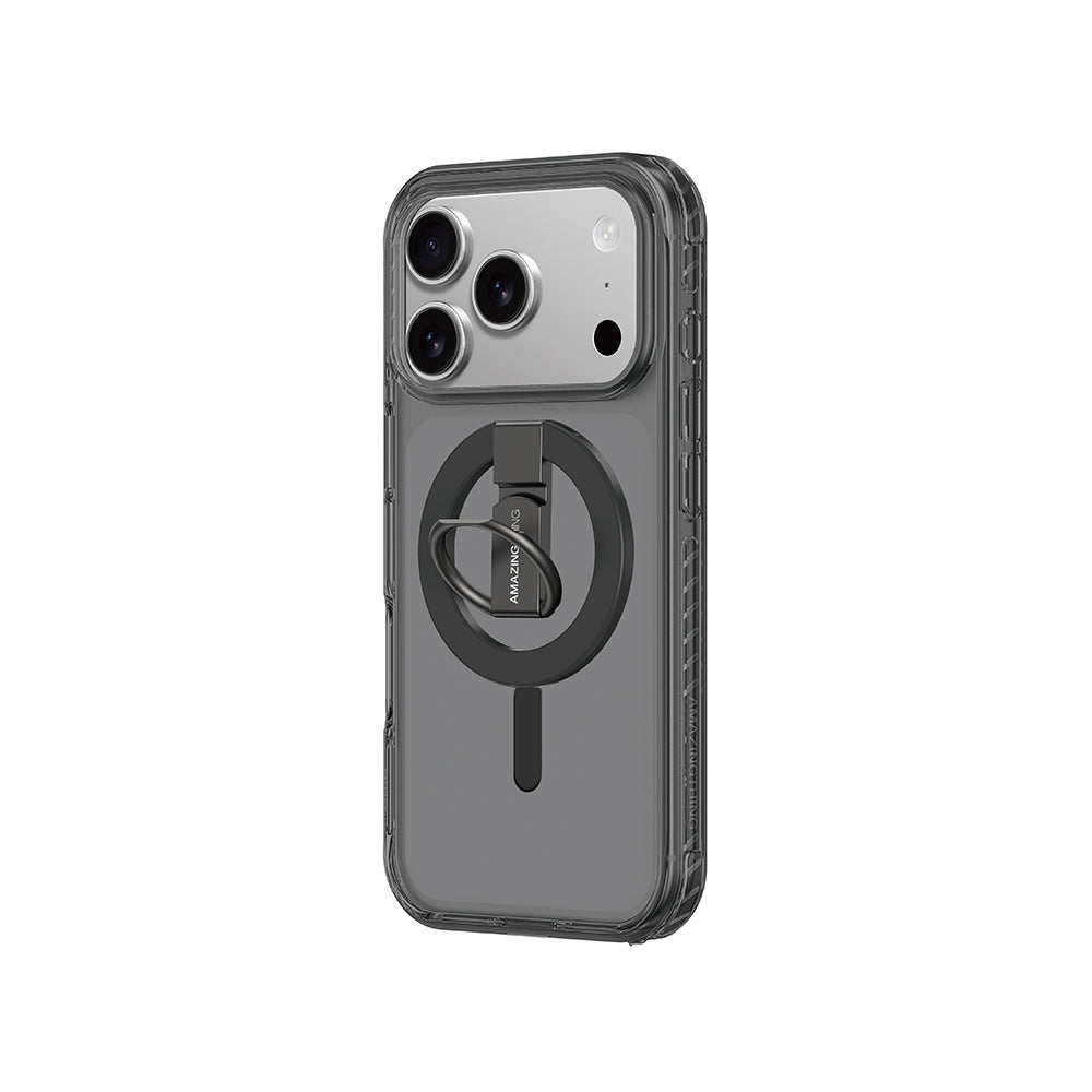 Apple iPhone 17 Pro Case with M-safe Charging Feature and Ring Stand, Amazingthing Titan Pro Series Cover, Black