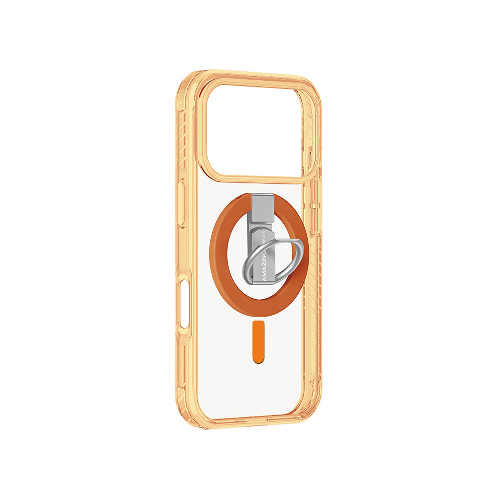 Apple iPhone 17 Pro Case with M-safe Charging Ring Stand Amazingthing Titan Pro Series Cover Orange