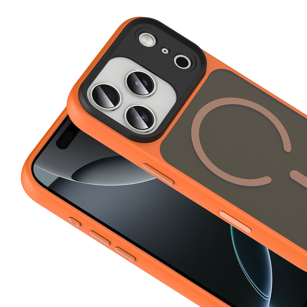 Apple iPhone 17 Pro Case Matte Back Surface Wireless Charging Feature Zore Flet M-safe Cover Navy Blue