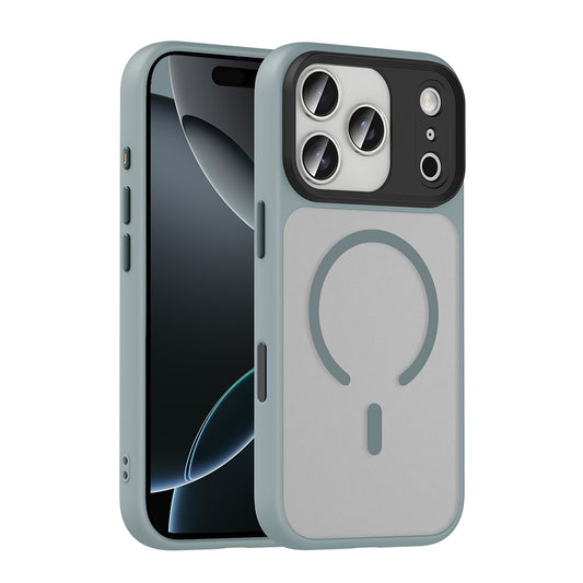 Apple iPhone 17 Pro Case Matte Back Surface Wireless Charging Feature Zore Flet M-safe Cover Gray