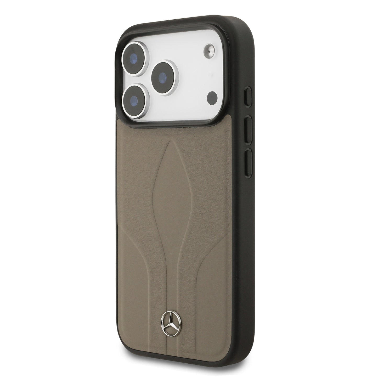 Apple iPhone 17 Pro Kılıf Mercedes Benz Orjinal Lisanslı M-safe Şarj Özellikli Dokulu Desenli Deri Kapak Siyah