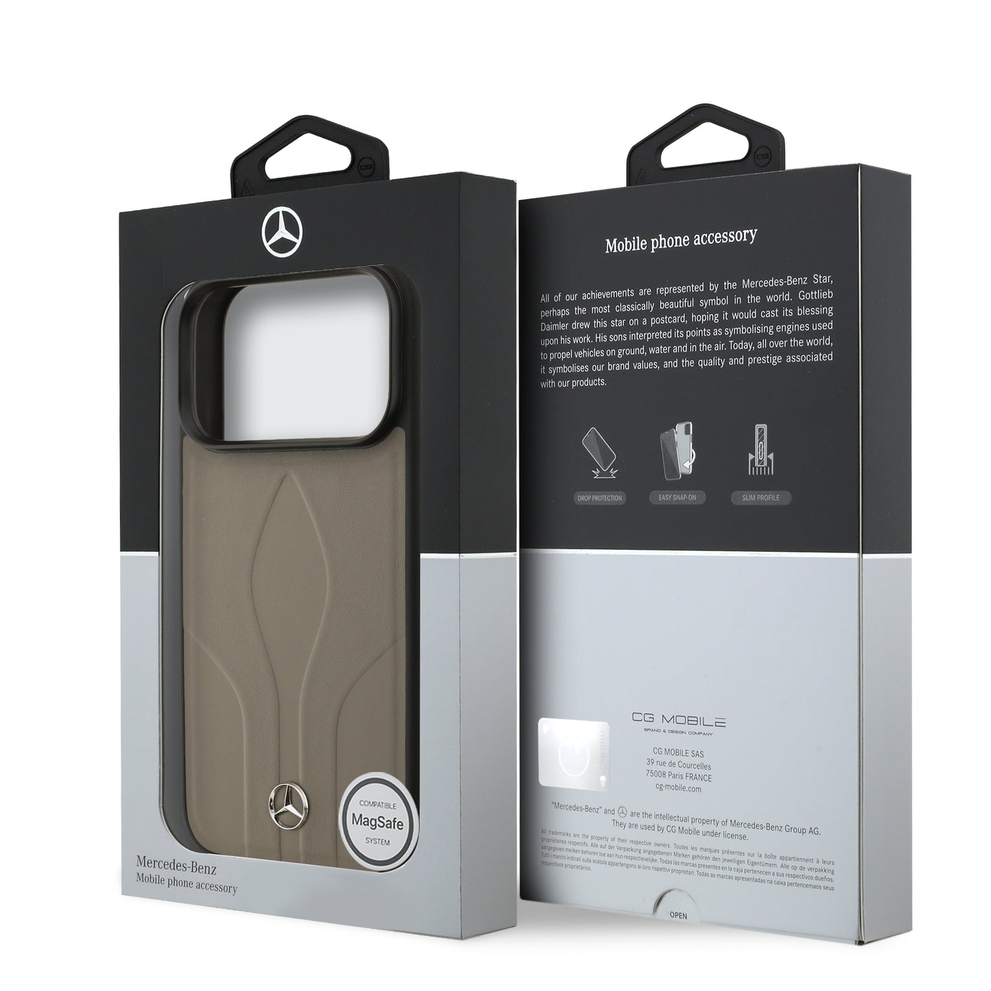 Apple iPhone 17 Pro Kılıf Mercedes Benz Orjinal Lisanslı M-safe Şarj Özellikli Dokulu Desenli Deri Kapak Siyah