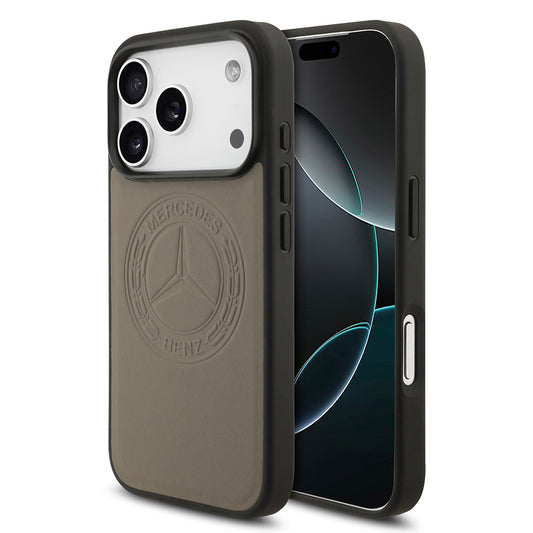 Apple iPhone 17 Pro Kılıf Mercedes Benz Orjinal Lisanslı M-safe Şarj Özellikli Hakiki Deri Nostaljik Yıldız Dizayn Kapak