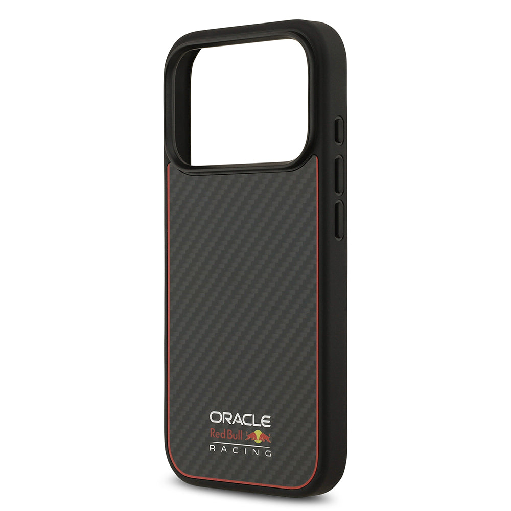 Apple iPhone 17 Pro Case Redbull Original Licensed M-safe Charging Feature Carbon Fiber Shining Logo Kevlar Cover Black