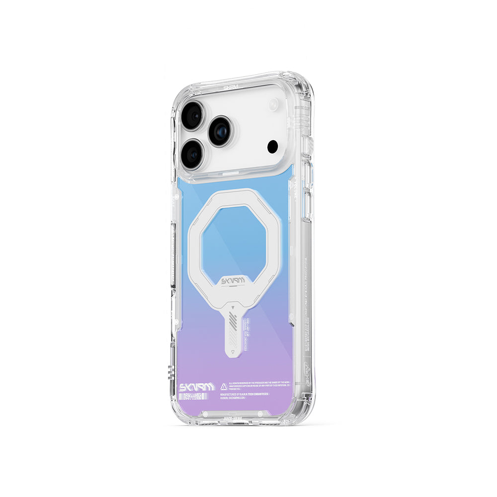 Apple iPhone 17 Pro Case Skinarma M-Safe Charging Feature IML Printed Holographic MYST Transparent Cover