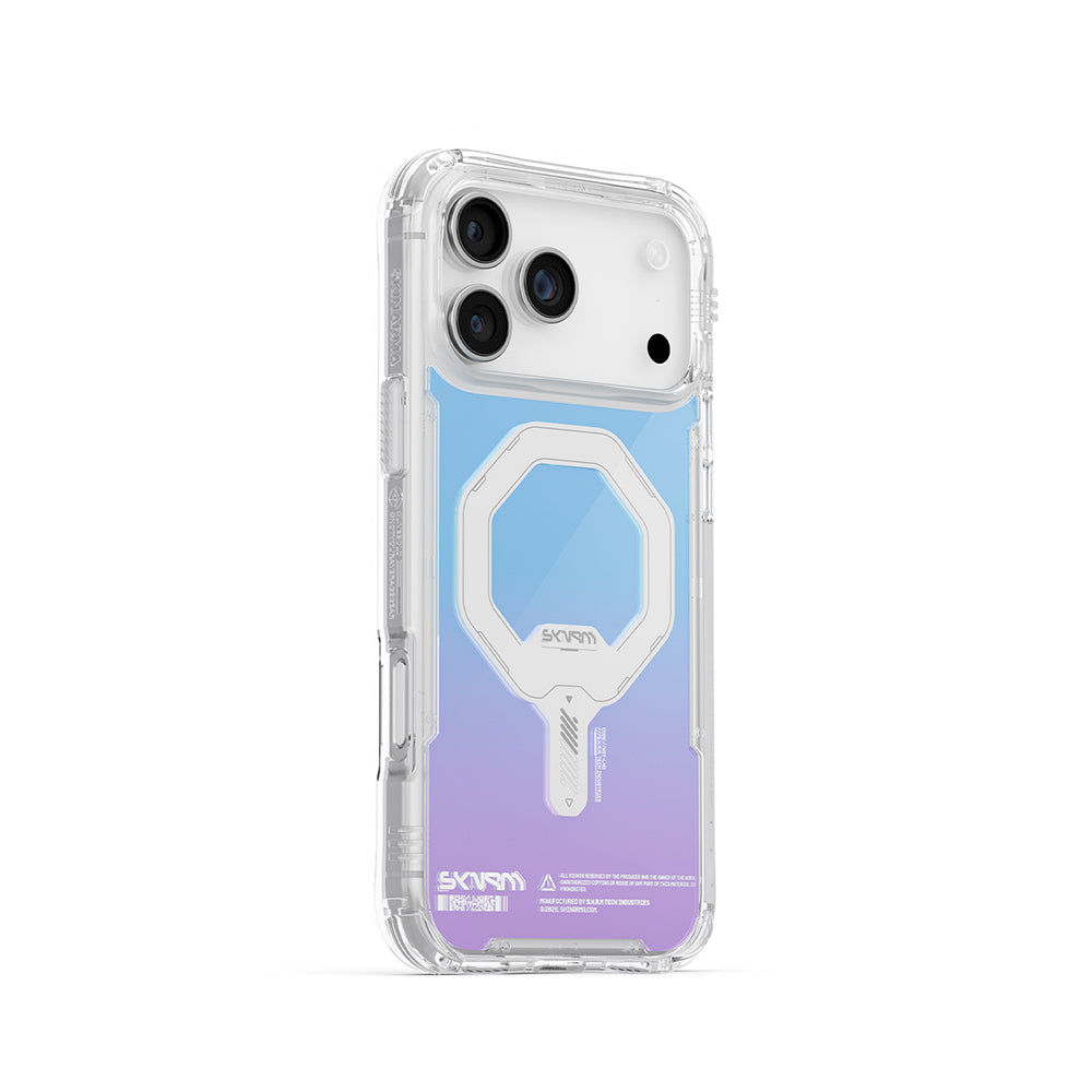 Apple iPhone 17 Pro Case Skinarma M-Safe Charging Feature IML Printed Holographic MYST Transparent Cover