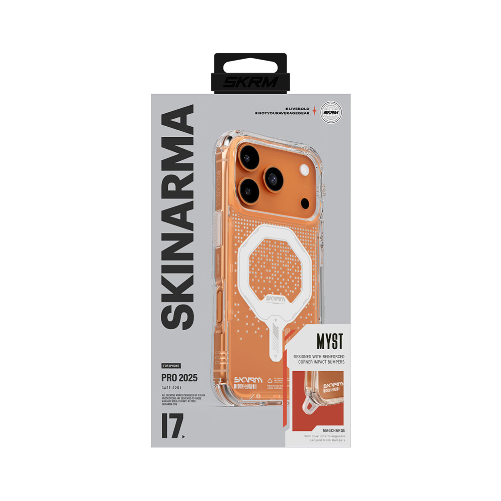Apple iPhone 17 Pro Case Skinarma M-Safe Charging Feature IML Printed Holographic MYST Transparent Cover