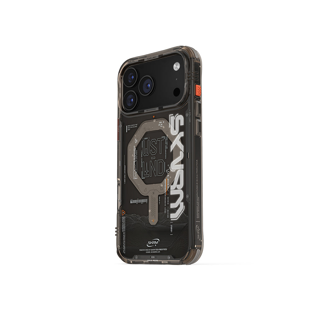 Apple iPhone 17 Pro Case Skinarma M-safe Charging Feature Text Patterned Airbag Design Sonix Cover Black