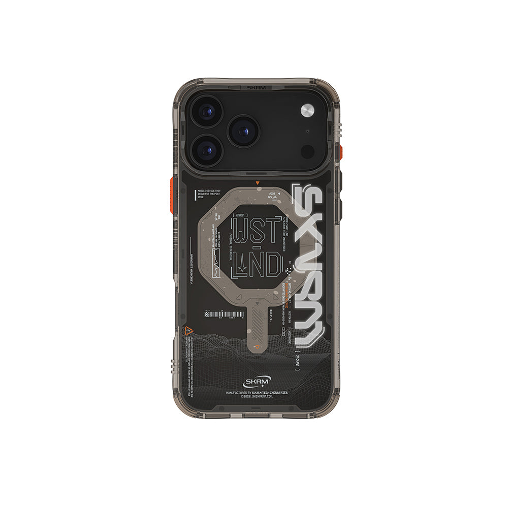 Apple iPhone 17 Pro Case Skinarma M-safe Charging Feature Text Patterned Airbag Design Sonix Cover Black