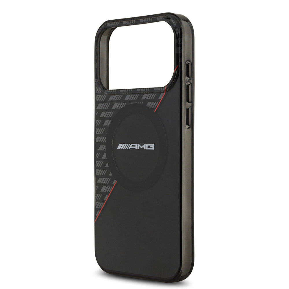 Apple iPhone 17 Pro Max Case AMG Original Licensed M-Safe Charging Feature Double Layer Red Cross Striped Cover Black-Red