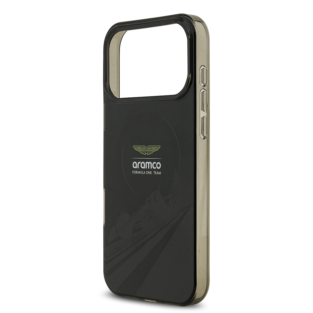 Apple iPhone 17 Pro Max Kılıf Aston Martin Orjinal Lisanslı M-safe Şarj Özellikli IML Baskı Logolu Formula Tasarımlı Kapak Siyah