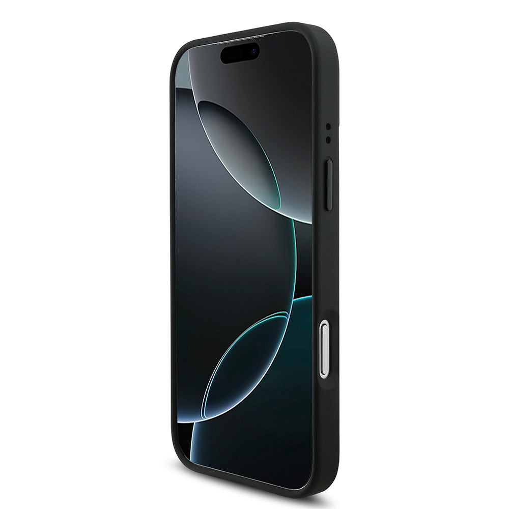 Apple iPhone 17 Pro Max Kılıf BMW Orjinal Lisanslı M-safe Şarj Özellikli M Logolu Üç Şeritli Delikli Deri Kapak Gri