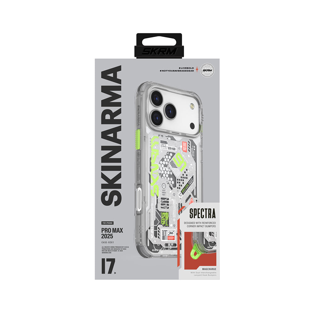 Apple iPhone 17 Pro Max Case Patterned Airbag Design Skinarma Spectra Cover Green