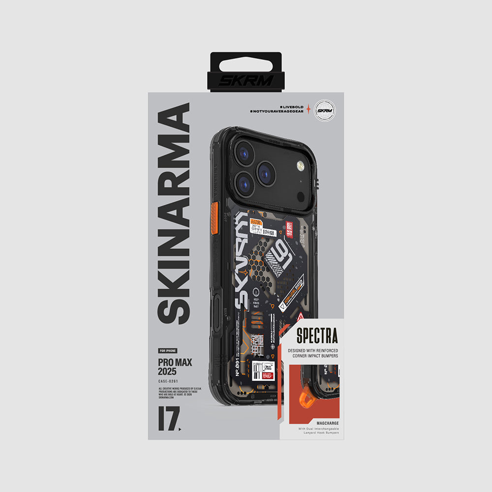 Apple iPhone 17 Pro Max Case Patterned Airbag Design Skinarma Spectra Cover Black