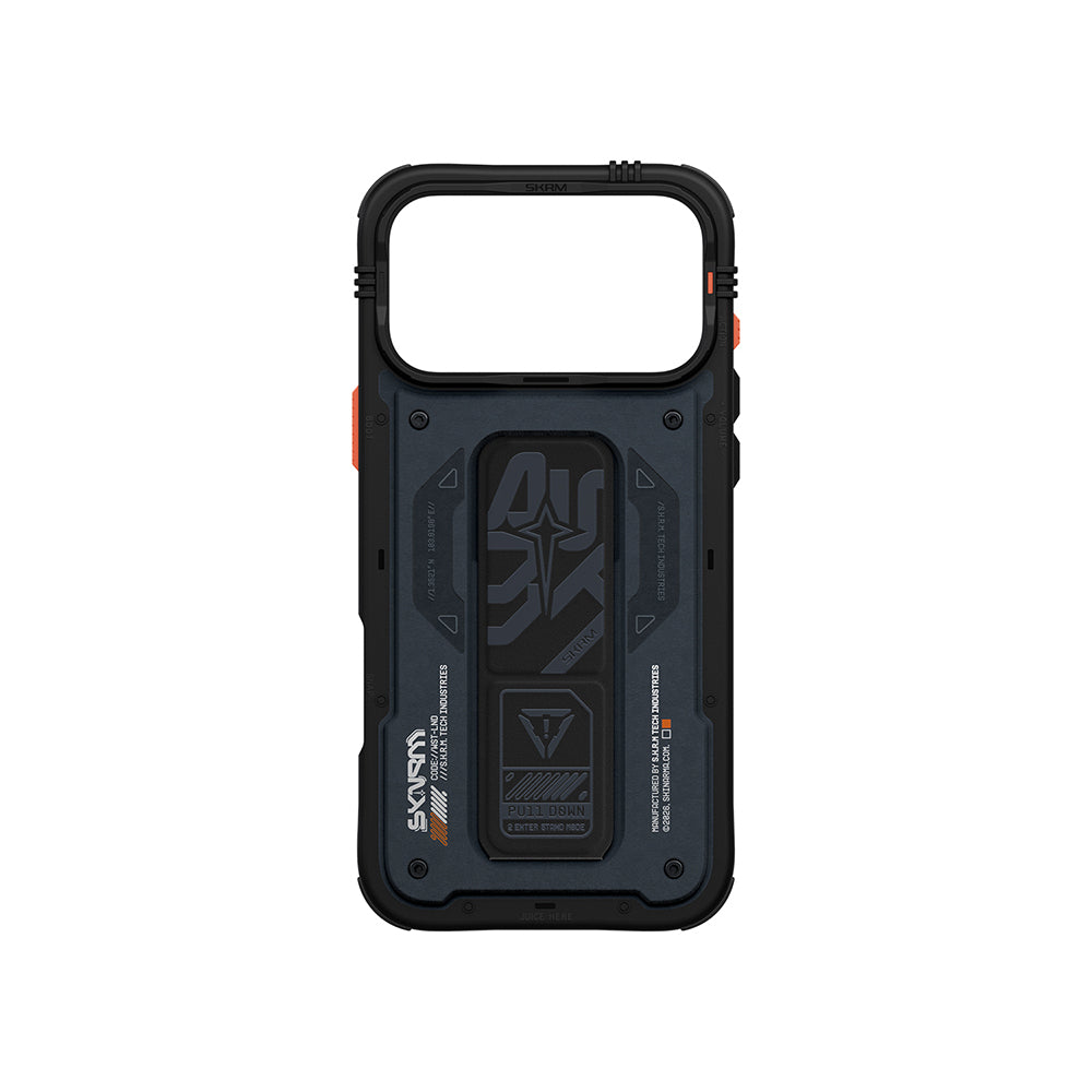 Apple iPhone 17 Pro Max Case Patterned Airbag Design Stand Skinarma Aegis Cover Navy Blue