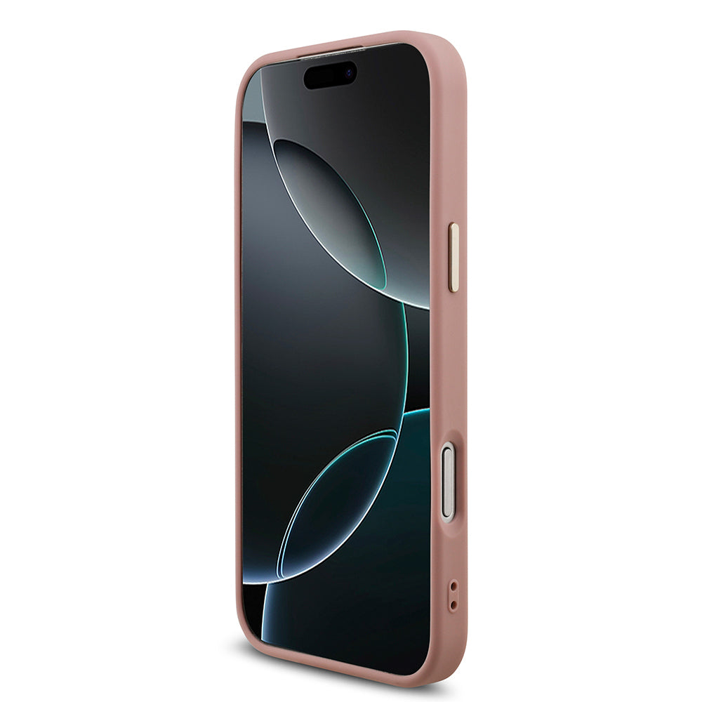 Apple iPhone 17 Pro Max Case Guess Original Licensed 4G Large Metal Camera Frame and Logo Glitter Cover Pink