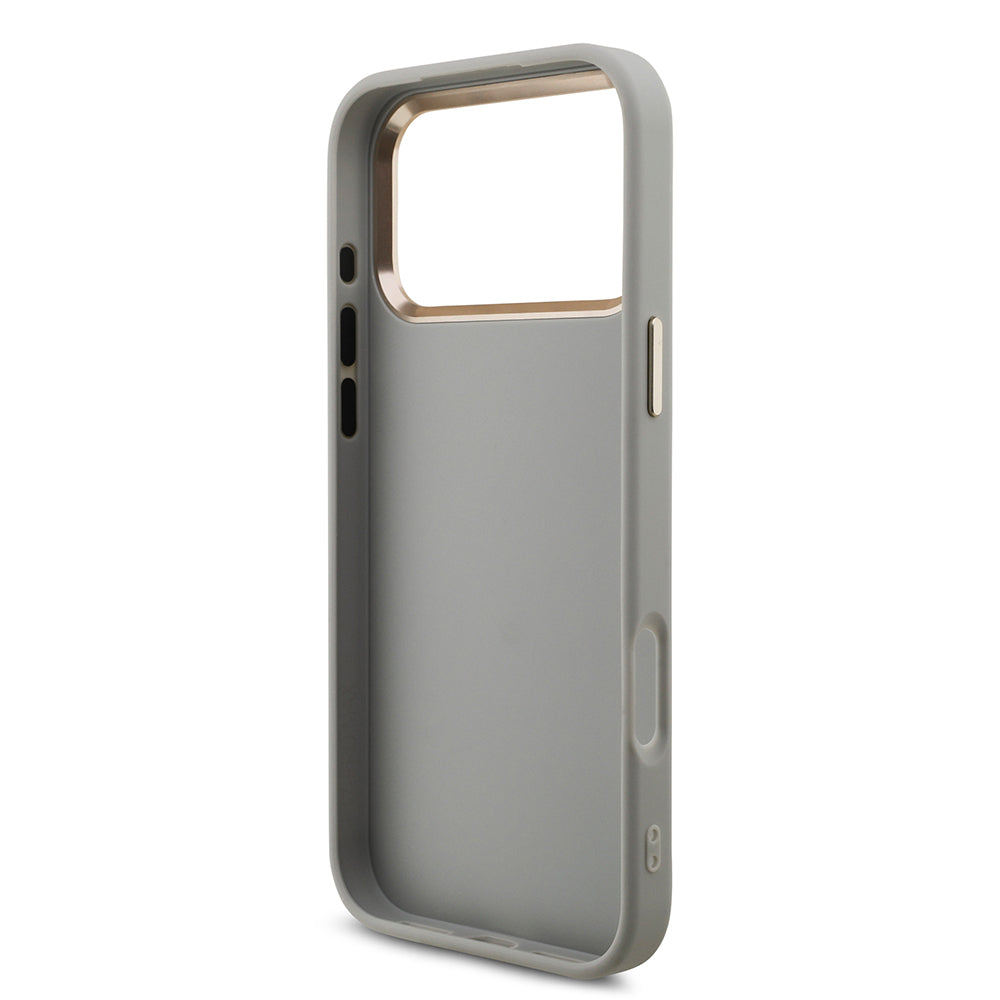 Apple iPhone 17 Pro Max Case Guess Original Licensed 4G Large Metal Camera Frame and Logo Glitter Cover Gold