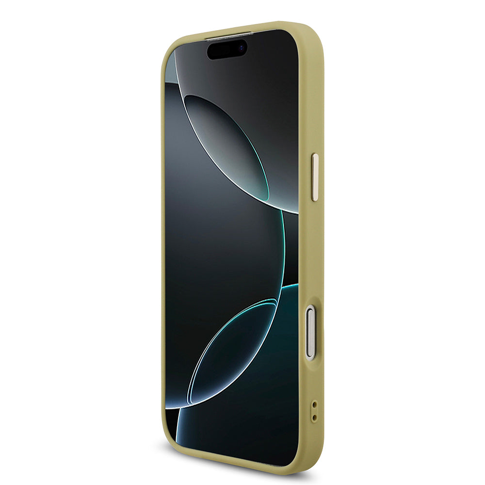 Apple iPhone 17 Pro Max Case Guess Original Licensed 4G Large Metal Camera Frame and Logo Glitter Cover Gold
