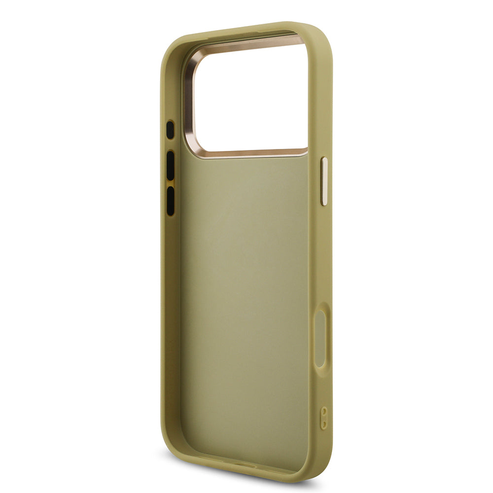 Apple iPhone 17 Pro Max Case Guess Original Licensed 4G Large Metal Camera Frame and Logo Glitter Cover Gold