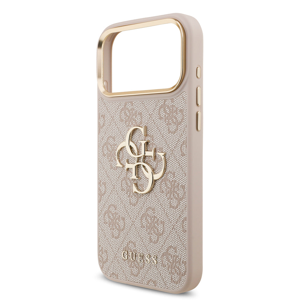 Apple iPhone 17 Pro Max Case Guess Original Licensed 4G Large Metal Logo Thick Strap Cover Pink