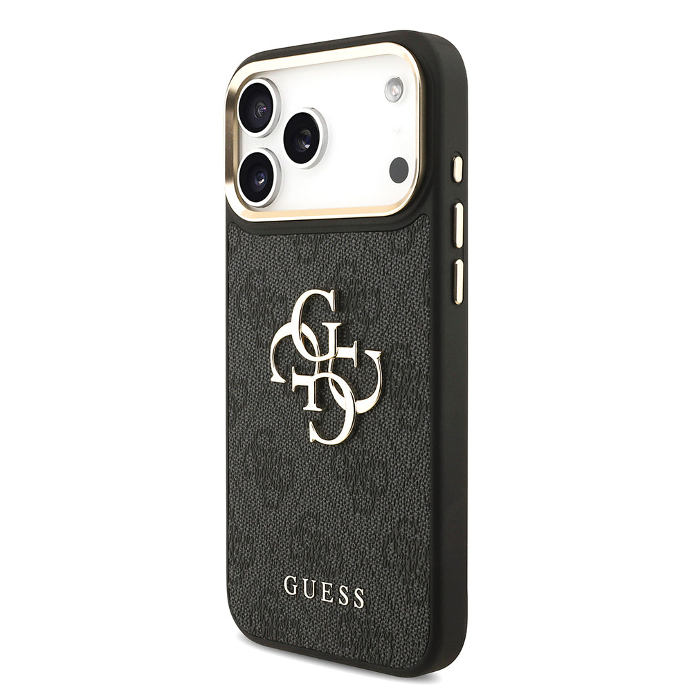 Apple iPhone 17 Pro Max Case Guess Original Licensed 4G Large Metal Logo Thick Strap Cover Black