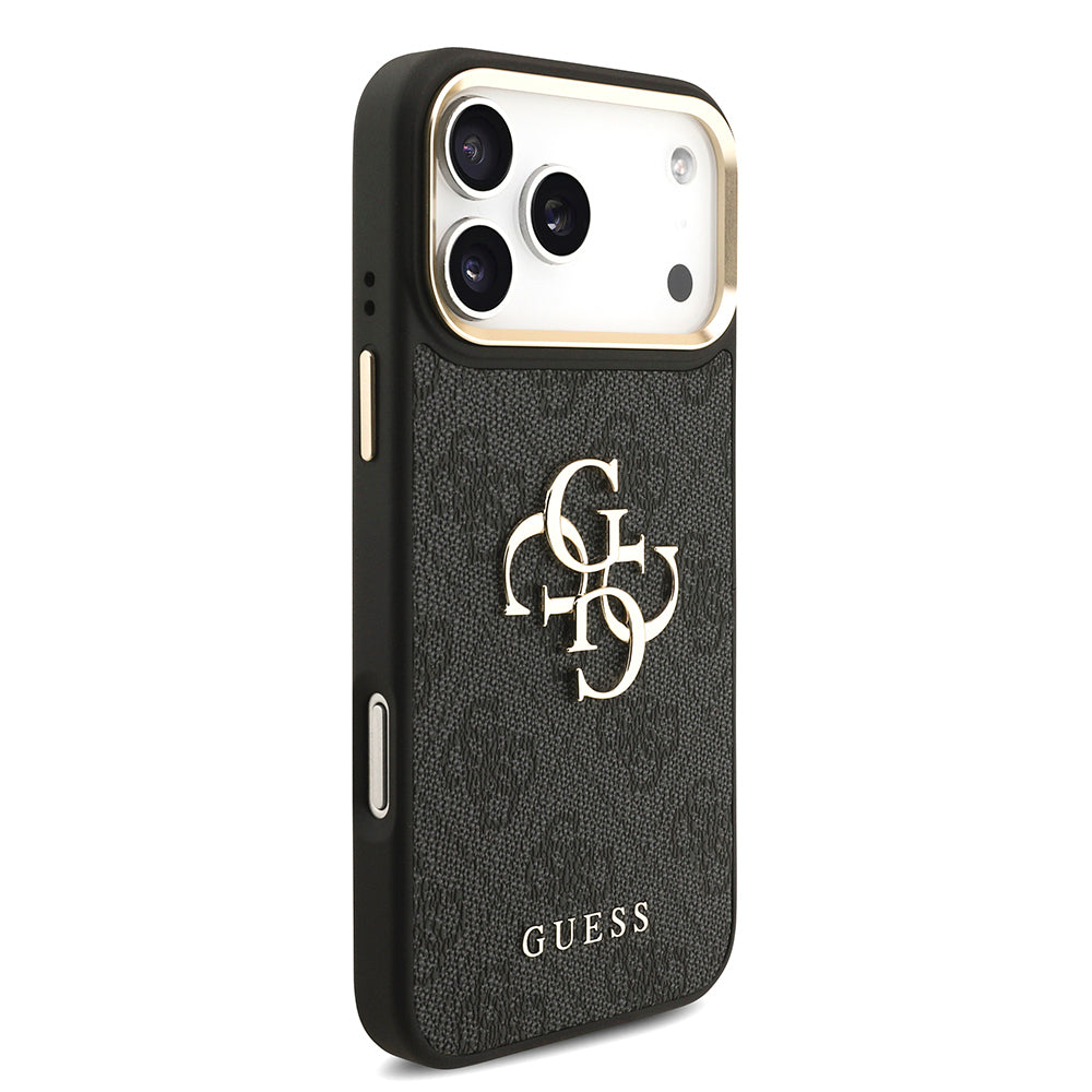 Apple iPhone 17 Pro Max Case Guess Original Licensed 4G Large Metal Logo Thick Strap Cover Black