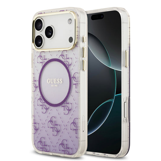 Apple iPhone 17 Pro Max Kılıf Guess Orjinal Lisanslı M-safe Şarj Özellikli 4G Desenli Simli Silikon Kapak