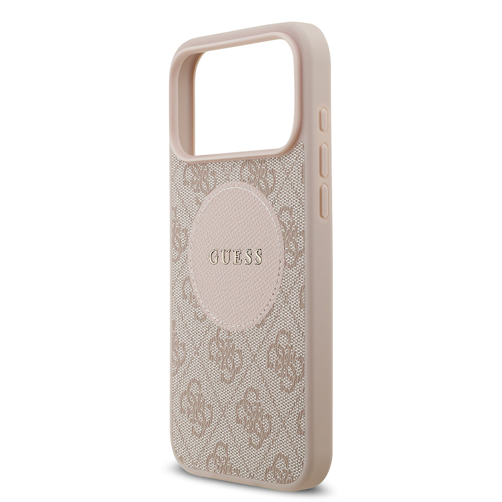 Apple iPhone 17 Pro Max Kılıf Guess Orjinal Lisanslı M-safe Şarj Özellikli Yazı Logolu Circle Classic Kapak Siyah