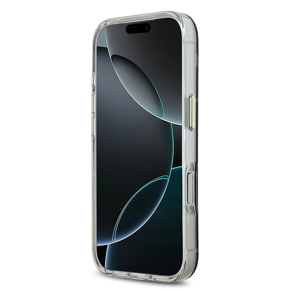 Apple iPhone 17 Pro Max Case Guess Original Licensed Metal Camera Frame Glitter Mirror Cover Silver