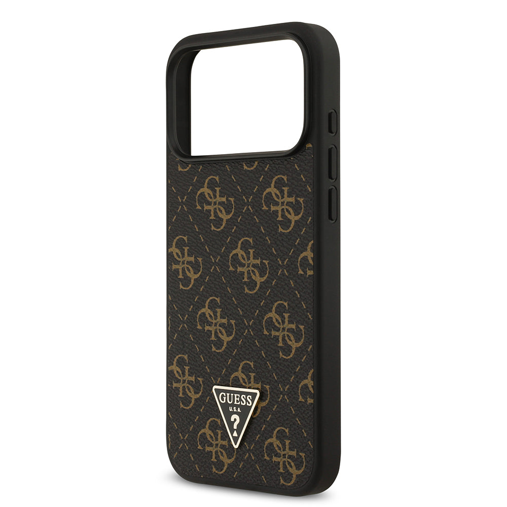 Apple iPhone 17 Pro Max Case Guess Original Licensed PU Leather 4G Patterned Triangle Logo Cover Black