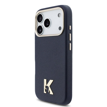 Apple iPhone 17 Pro Max Kılıf Karl Lagerfeld Orjinal Lisanslı M-safe Şarj Özellikli Gold Kamera Çerçeveli KHEAD Metal Logolu PU Deri Kapak