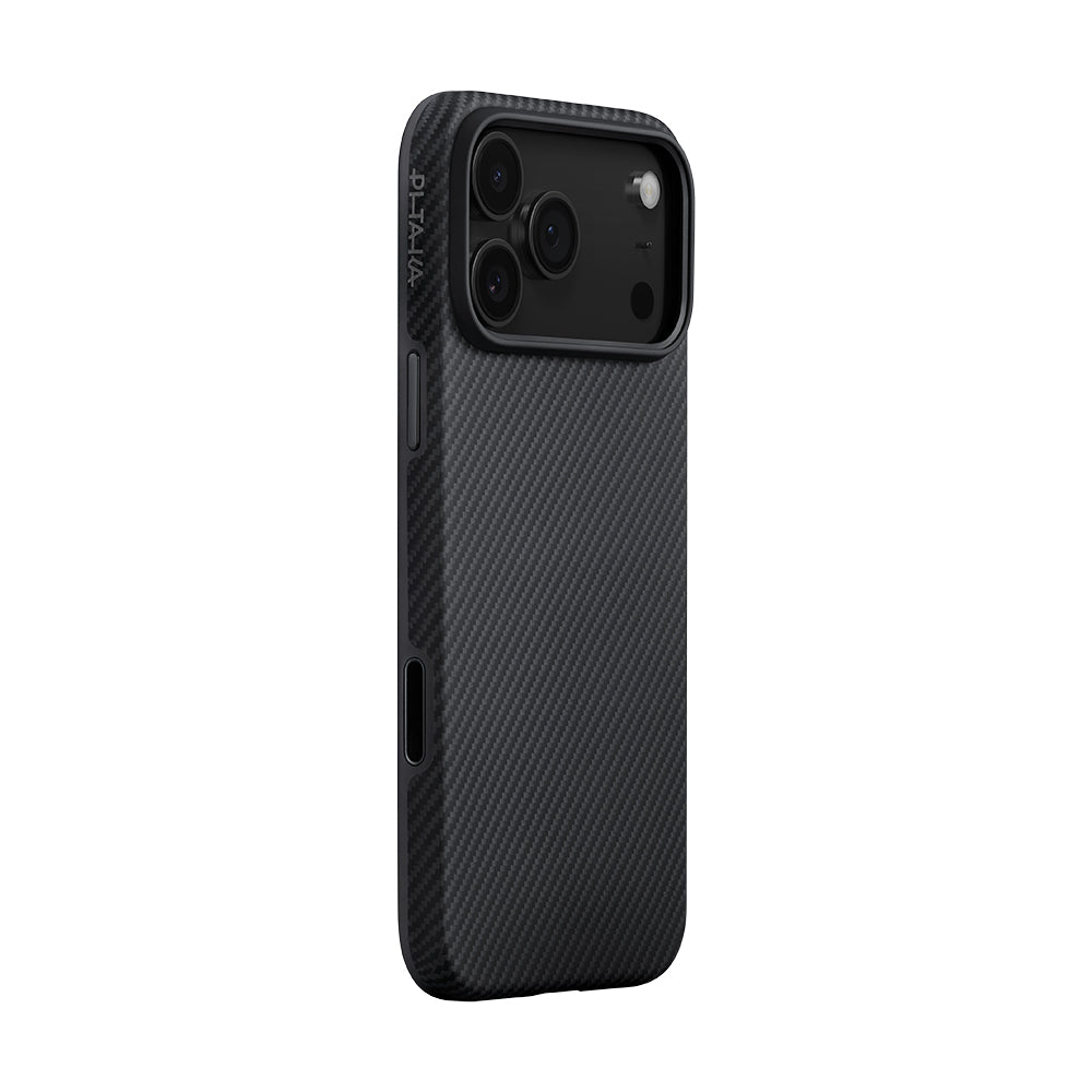 Apple iPhone 17 Pro Max Case M-safe Charging Feature 1500D Aramid Fiber Pitaka Military-Grade Classic Series Black-Grey Twill Cover Black-Grey