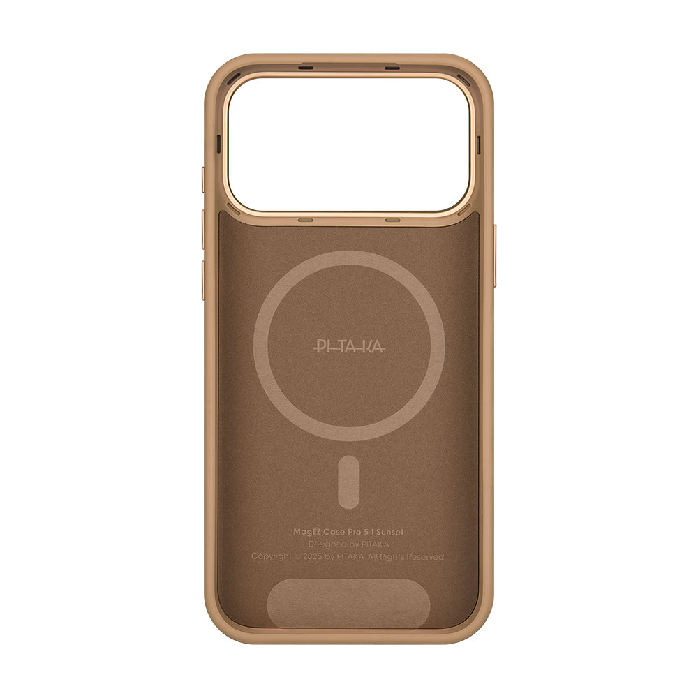 Apple iPhone 17 Pro Max Case M-Safe Charging Feature Aramid Fiber Pitaka Military-Grade Sunset-Moonrise Series Cover Brown